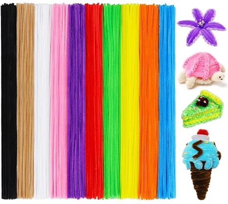 Pipe Cleaners for Crafts, 100pcs Coloured Chenille Stems, 30 cm Craft Pipe Cleaners for Arts, Projects & DIY Decorations (Multi-coloured)