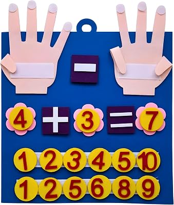 Montessori Kindergarten Math Toys Felt Finger Math Numbers wHanging Loop, Felt Boards for 3, Math Games for Kindergarten, Homeschool Curriculum, Multiplication Board, Social Emotional Learning