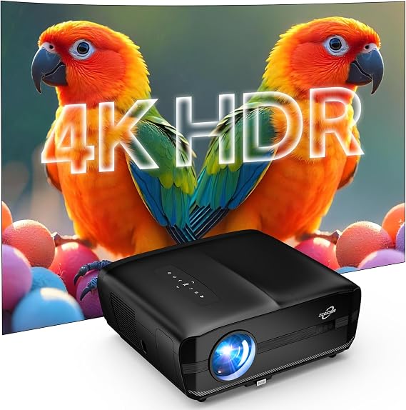 Smart Projector 4K HDR with Google TV, 2500 ANSI Home Cinema Projector