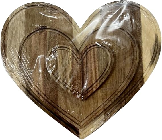 Heart Cutting Board Wooden Lightweight Plate | Wood Salad Cake Plate for Family Friends Kitchen Home Party Picnic Camping Farmhouse Indoor Outdoor