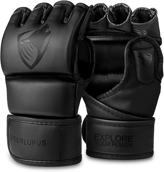 LIBERLUPUS MMA Gloves Sparring for Men Open Palm Training Gloves for Grappling, Kickboxing, Muay Thai, Youth Self-Defense, Heavy Bag Workouts Durable Synthetic Leather