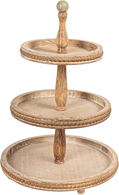Round 3-Tier Decorative Wood Tray