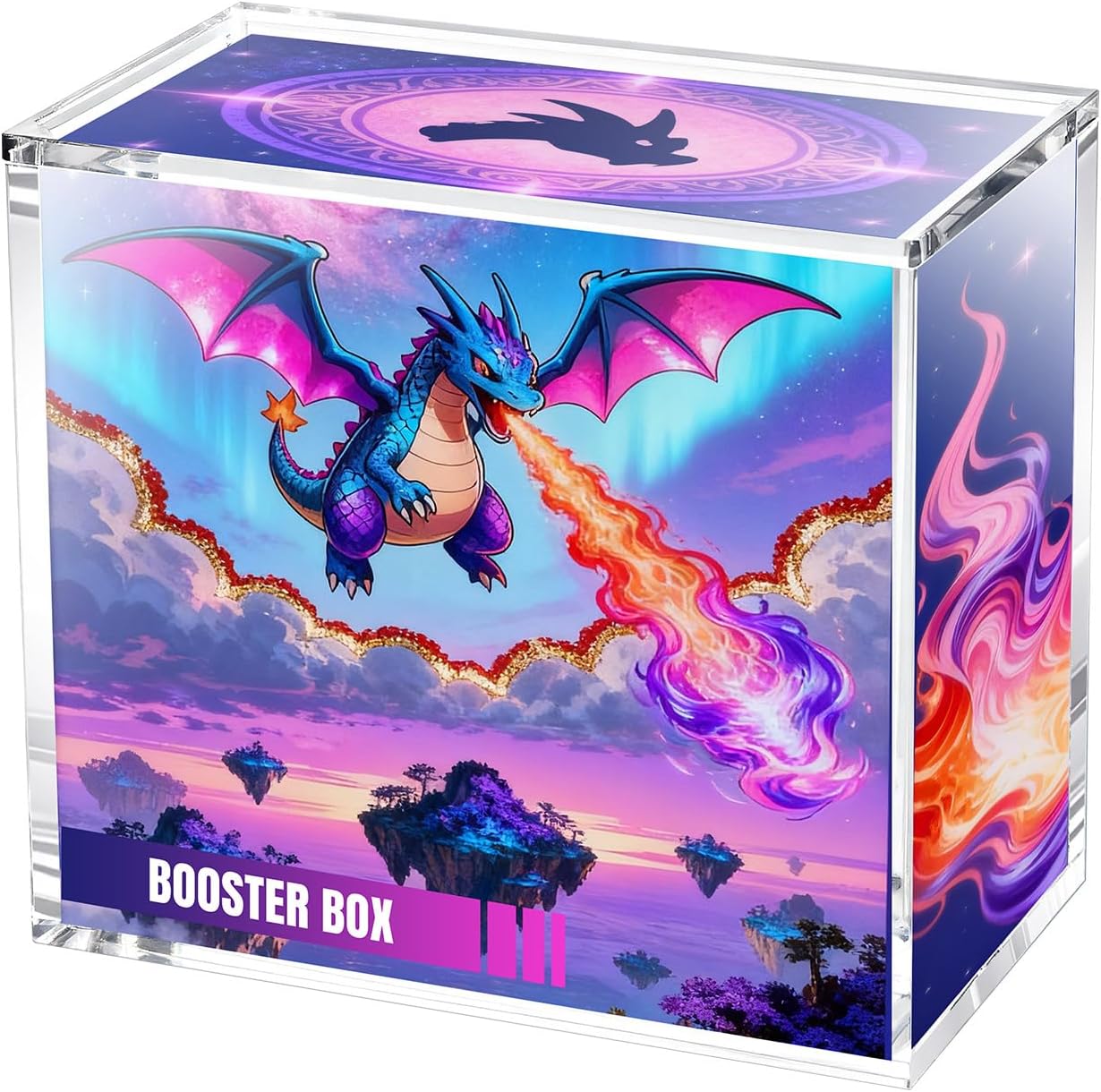 Wigearss Acrylic Display Case for Pokemon Booster Box- 5mm Thick UV Protection Magnetic Lid - Clear Protective Storage Box (Internal: 13.8x12.5x7.7cm)