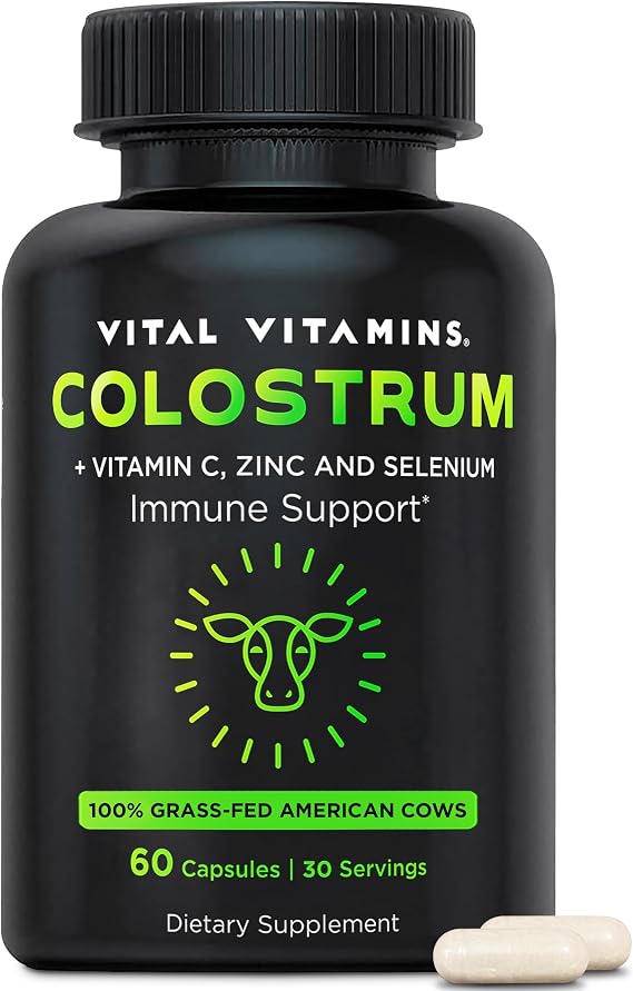 Vital Vitamins Colostrum Supplement, 30% IgG, Grass-Fed Bovine, 60 Capsules
