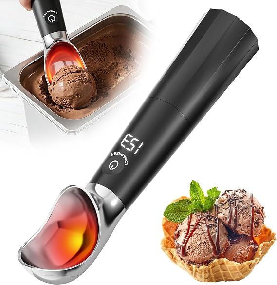 Snuggery Heated Ice Cream Scoop with LED Display, Gift for Ice Cream Lovers