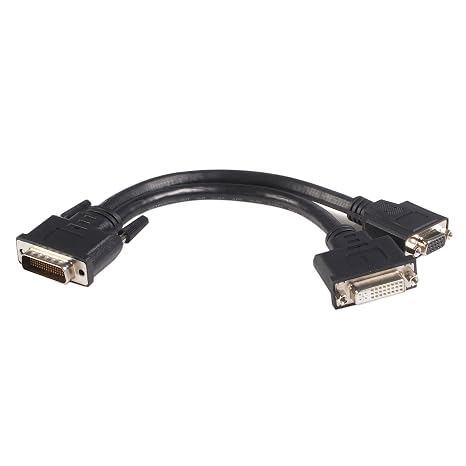 DMS 59 Splitter Cable - 8in - DMS 59 to 1 x DVI / 1 x VGA - Y Cable - DMS 59 to VGA - Monitor Splitter Cable - DMS 59 Cable (DMSDVIVGA1),Black
