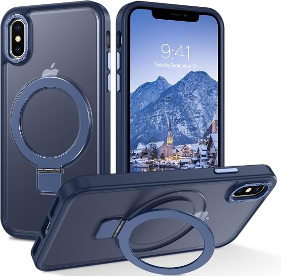 DUEDUE for iPhone Xs Max Case Magnetic with Ring Stand[Compatible with Magsafe], Full Body Protective Cover Slim Shockproof Kickstand Phone Case for Apple iPhone Xs Max 6.5", Blue