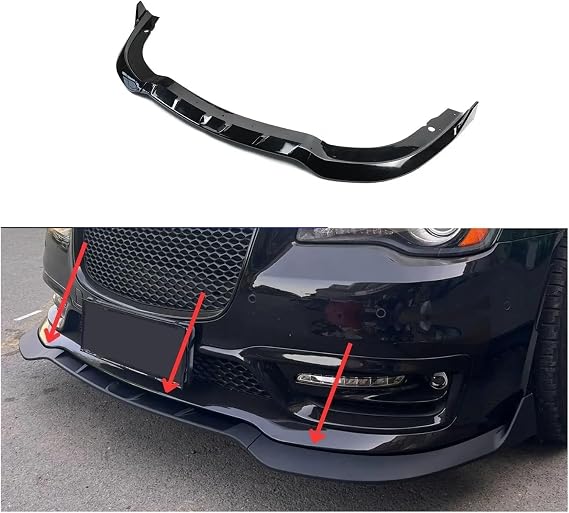 Front Bumper Lip Compatible with Chrysler 300 C S SRT 2015-2023 Car Accessories Splitter Diffuser Spoiler Carbon Fiber Look Glossy Black(Matte Black)