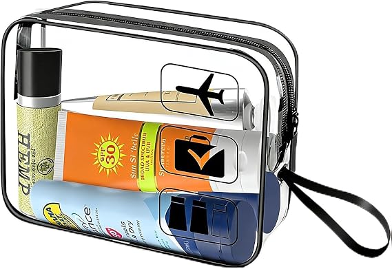 Clear Travel Toiletry Bag, TSA Approved Toiletry Bag with Zippers Travel Accessories Portable Waterproof Cosmetic Makeup Bags Transparent Security Toiletry Bags for Family, Men, Women