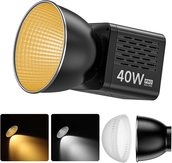 Ulanzi L023 40W Pro LED Video Light w Built-in 3400mAh Battery & PD Fast Charging, Portable Overlock 50W Cob Light, Handheld Bicolor 2500K-6000K Continuous Output Lighting with 8 Scenes for Video