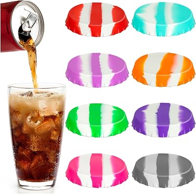 YGAOHF 8 Pack Silicone Soda Can Lids to Keep Carbonation - Reusable Soda Can Covers Lids, Keep Drinks Fresh, Fits Standard Beverage Cans New