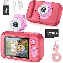 ARNSSIEN Kids Camera Toy for 3 4 5 6 7 8 9 10 11 12 year old Girls/Boys,Kids Digital Camera for Toddler with 180°Flip Lens&2.4in IPS Screen,Birthday Festival Present Toy for Girls/Boys,32 GB Card,X101