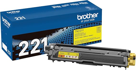 Brother Genuine Standard Yield Toner Cartridge, TN221Y, Replacement Yellow Color Toner, Page Yield Up to 1,400 Pages, Amazon Dash Replenishment Cartridge, TN221