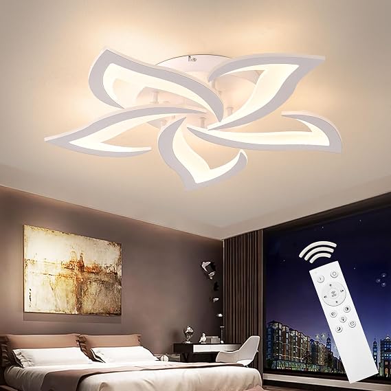 LED Ceiling Light Dimmable, 40W-80W Living Room Lamp with Remote Control App, Colour Changing Modern Ceiling Light Energy Saving Dimming Bedroom Lamp [Energy Class E]