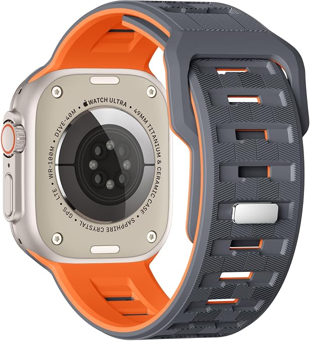 Hamile Sport Bands Compatible with Apple Watch Ultra 2/Ultra 3/Ultra, Apple Watch Bands for men 49mm 46mm 45mm 44mm 42mm, Soft Breathable Waterproof Silicone Strap for iWatch Series 11 10 9 SE 8-1