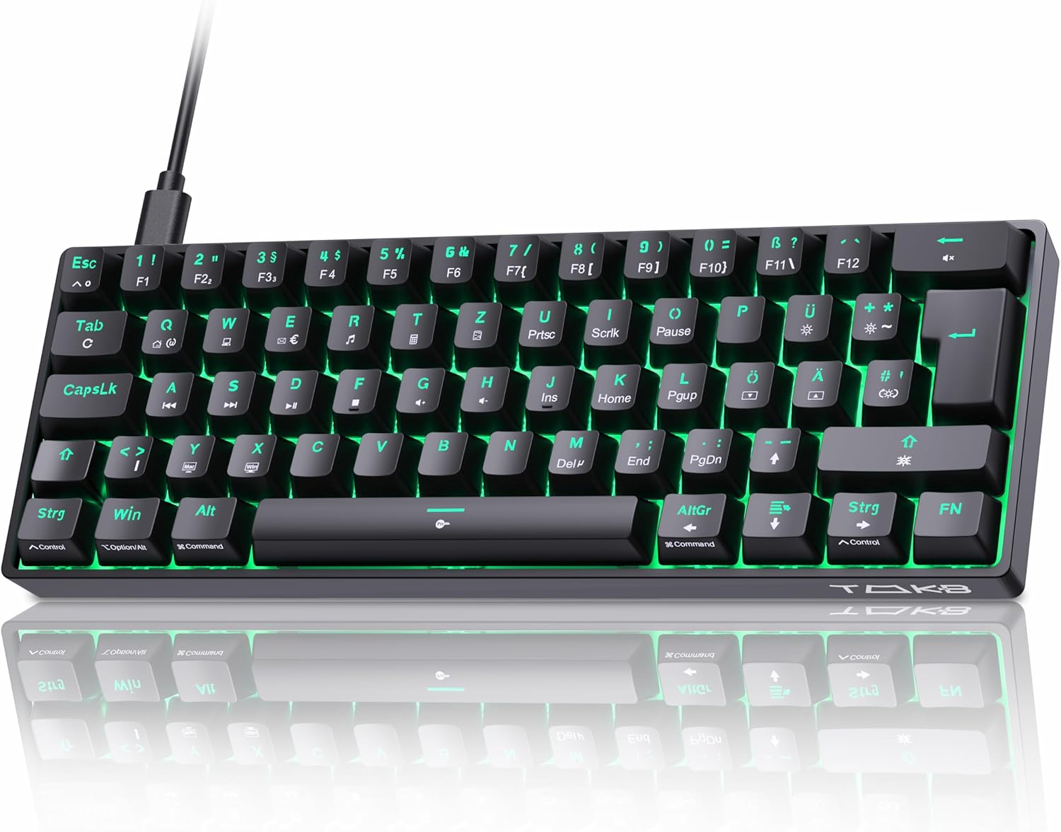 TMKB T61SE Gaming Mechanical Keyboard with German QWERTZ Layout Blue Switch Black