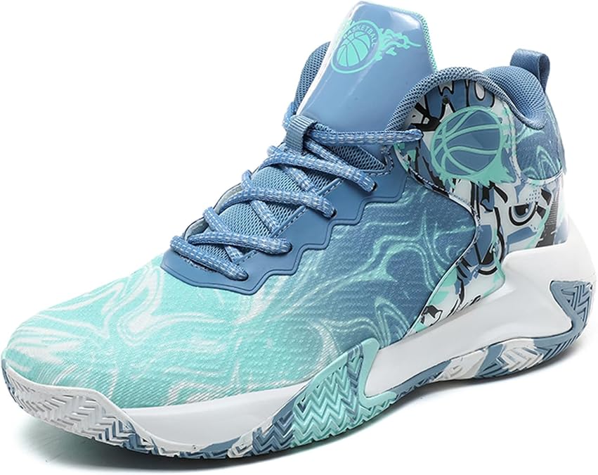Mens Basketball Shoes High Top Casual Shoes Athletic Walking Mesh Comfortable Sports Shoe for Men Running Outdoor Fashion Lightweight Sneaker Blue