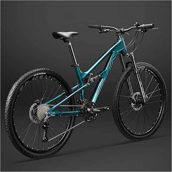 33 Speed Full Suspension Mountain Bike 27.5" MTB Softail Hydraulic Disc Brake Mountain Bike Aluminum Alloy Frame Cross Country Bike Lockable Hydraulic Front Fork Suitable for Bicycle Height 165-190cm