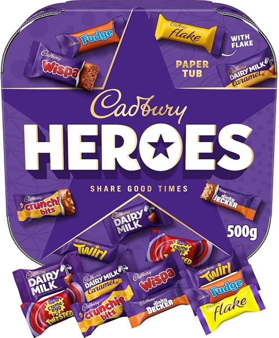 Cadbury Heroes Tub, Assorted Mini Chocolate Favourites, 500 g (Pack of 1)
