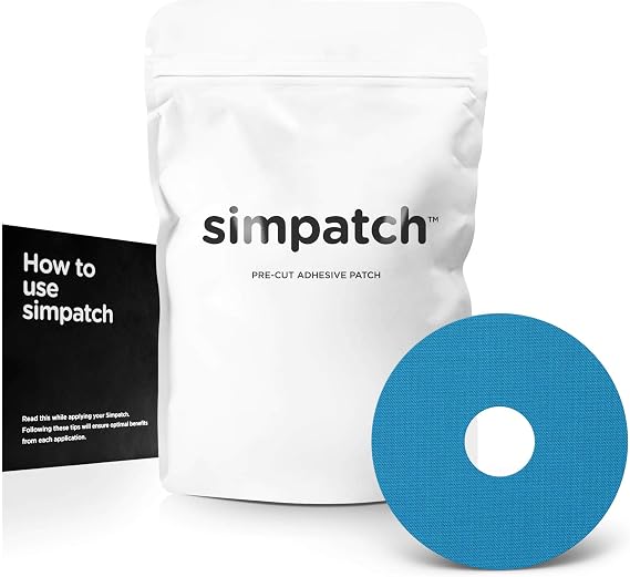 SIMPATCH Universal Adhesive Patch, 0.8-Inch Hole, Blue, 30-Pack, CGM Tape