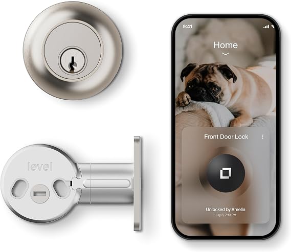 Level Lock Smart Lock - World's Smallest, Most Beautifully Designed Matter-Over-Thread Deadbolt - Level App for iOS & Android | Works with Apple Home (Satin Nickel)