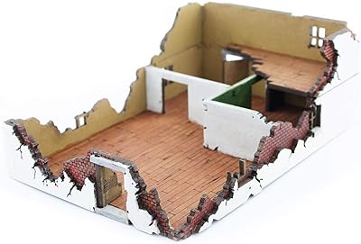 War World Gaming World at War MDF Destroyed House 1 15mm Scale - WW1 WW2 Wargame Terrain Scenery Building Ruined Normandy Military Battlefield Diorama