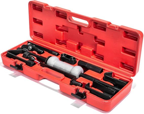 XtremepowerUS 13-Piece Automotive Dent Puller Slide Hammer Kit, 10 lb Heavy-Duty Auto Body Dent Remover Repair Tool Set with Drop-Forged Steel Attachments and Carrying Storage Case