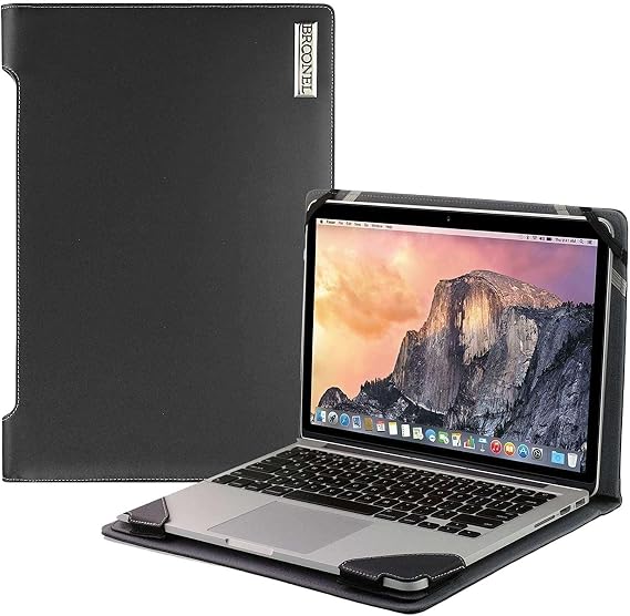 Profile Series - Black Leather Laptop Case Compatible with TREKSTOR PRIMEBOOK P15