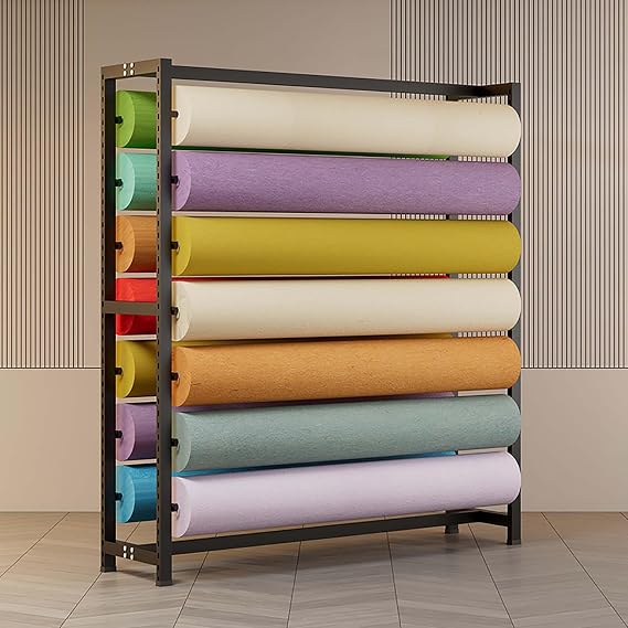 Commercial Textile Fabric Roll Storage Rack with Adjustable Hanging Rod, Floor Standing Heavy Roll Organizer Holder, for Car Color Change Film/Window Film/Wallpaper(150cm/59in)