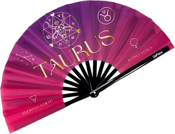 DeFlare | Celestial Zodiac Rave Fan | Zodiac Sign Hand Fan | Astrology Rave Fan | Hand Fan | Large Rave Fan | Festival Fans