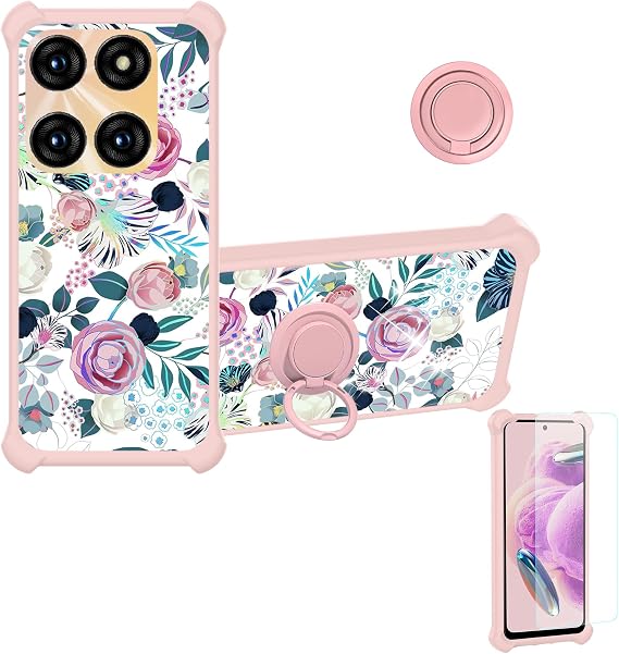 Case Compatible for AllCall Hero 20 Plus Phone Case Cover [with 1* Tempered Glass Screen Protector][Hard PC + Soft Silicone][Ring Support] [Colorful Reflect Light] IMDF-HUA3