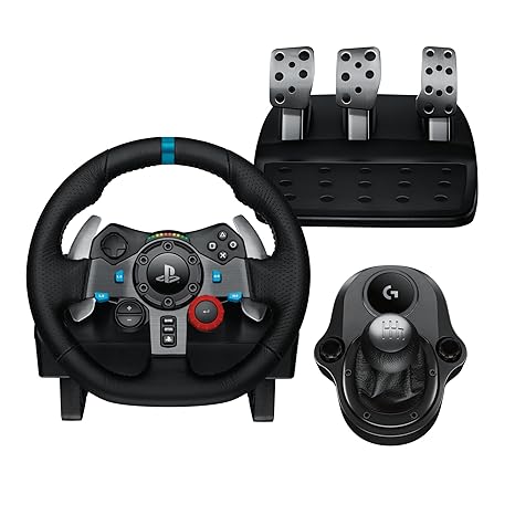 Logitech G29 Driving Force Racing Wheel and Pedals, Force Feedback, Real Leather  Logitech G Driving Force Shifter - For PS5, PS4 and PC, Mac - Black