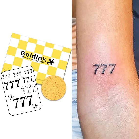Number Semi Permanent Tattoos for Adults Realistic Fake Tattoo Waterproof