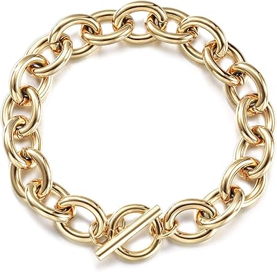 Jinbaoying Gold Bracelets for Women Fashion Unique Wide Cuban Curb Link Bracelet Gold Link Bracelets with CZ Adjustable Stainless Steel Women Link Charm Bracelets Gold Bracelet