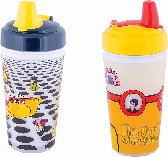 daphyls The Beatles Yellow Sub BPA FREE, 10 Fluid Ounce Capacity Sippy Cups 2 Pack