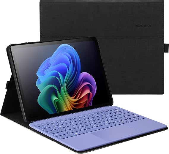 Omnpak Case for Microsoft Surface Pro 12" 2025, Multi-Angle Stand | Stylus Holder, Shockproof Protective, Compatible with Type Cover Keyboard, Travel Work Office,Keyboard Not Included