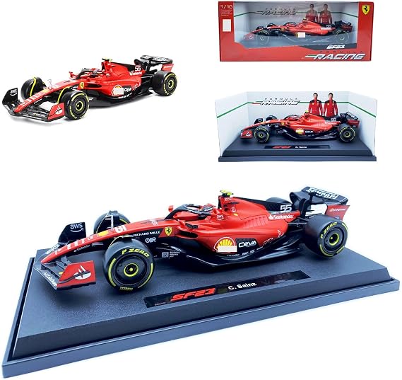 HTLNUZD Bburago 1:18 SF23#55 New 2023 Model Car for Ferrari Team Alloy Racing Die Cast Car Sainz Signature 1/18 F1 SF23#55 Collection Gift