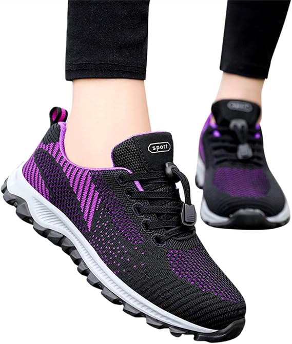 Hbeylia Women Walking Shoes Blade Type Non Slip Running Athletic Lace up Tennis Sneakers Fashion Casual Slip On Lightweight Breathable Hiking Sports Trainers Sneakers for Skateboard Skiing Work Nurse