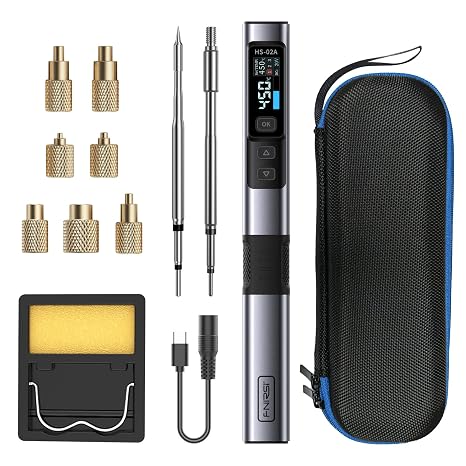FNIRSI HS02A 100W Corded Heat Set Insert Tool Soldering Iron Kit 3S Heating | Adapter Powered, 3 Preset Temps, for Plastic Parts, 3D Printed, Electronics Repair, M2-M8 Threaded Brass Insert Nuts