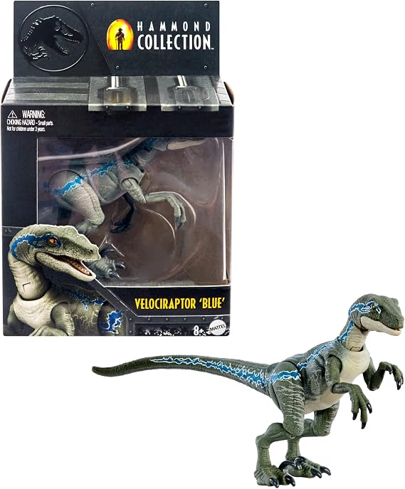 Jurassic World Hammond Collection Velociraptor Blue Dinosaur Figure, Premium Design & Articulation, Collectible Toy, HTV62