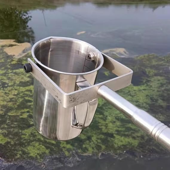 Telescopic Water Sampler Stainless Steel Telescopic Rod Water Quality Sampler 500ml /1000ml Water Sampling Bucket Vertical Swing Sampler(Size:1.17m-4m/3.8ft-13ft,Color:Stainless Steel 1000ml)
