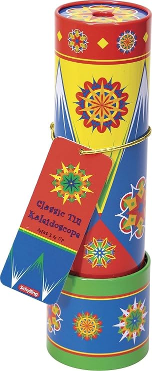 Schylling Classic Tin Kaleidoscope - Fun, Colorful Pattern-Changing Toy - Durable Tin with Multicolored Beads - Ages 3 and Up - One Piece