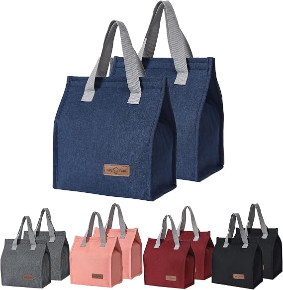 2Pcs Blue Lunch Bag Insulated, Lunch Box Bag, Reusable Lunch Tote Bag