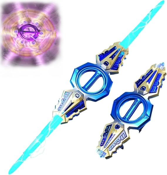 2026 Fire Spin Sword, 14 Colors LED Light-up Toy Sword, Light-up Sword, Extendable, 360° Rotation, Sound Effects, Double-edged Light Sword, Role Play Prop, For Children 6 Years and Up, Great Gift for
