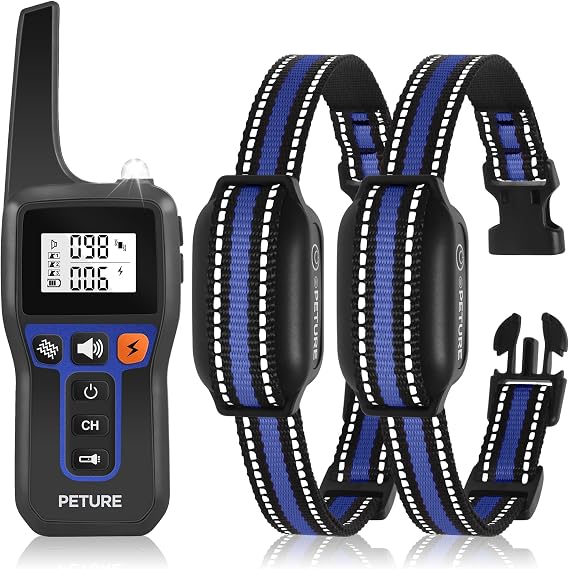 Dog Bark Collar 2 Dogs(7-120Lbs) - 2 in 1 Dog Training Collar with Remote, 3300Ft Waterproof Automatic Bark Collar for Large Medium Small Dogs, Beep, Vibration (1-100) and Humane Shock (1-100)