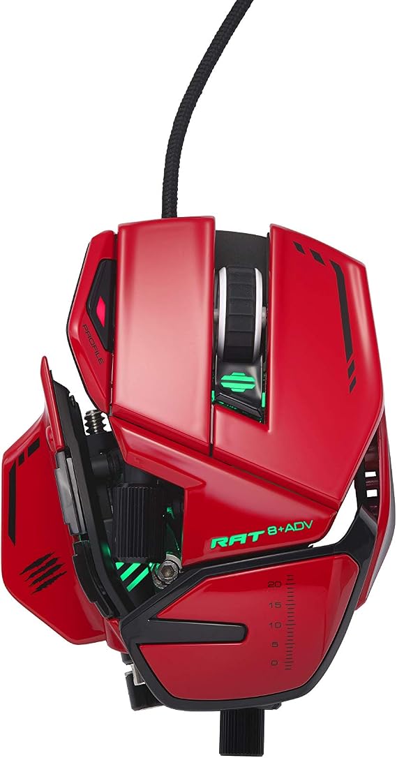 Mad Catz RAT 8+ ADV Gaming Mouse (USB/Red/20000dpi/11 Button) - MR06DCINRD00-0