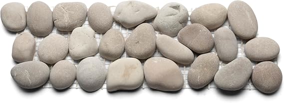 CNK Tile Java Tan Pebble Tile Border - 12" x 4" Unpolished Natural Stone Mosaic for Bathroom Kitchen Backsplashes Floors Walls and Outdoor Patios - Durable Easy Installation Eco-Friendly - Pack of 1