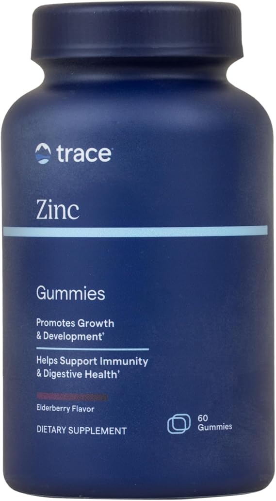 Trace Minerals | Zinc Chewable Gummies | Natural Immune Support Booster for Adults and Kids | Vegan, Gluten Free, Non-GMO | Elderberry Flavor | 30mg of Servings, 1 Pack