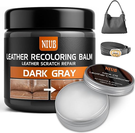 Leather Recoloring Balm Leather Color Restorer with Leather Conditioner, Dark Gray