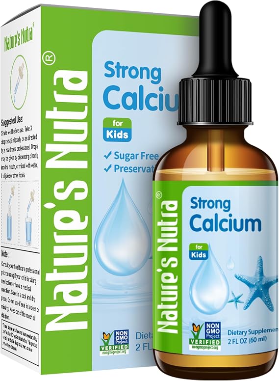 Nature's Nutra Strong Calcium, Plus MenaQ7 K2, Premium Liquid Calcium for Baby, Infant and Children, Natural Flavor, Non-GMO, Kosher, 2 Fl. Oz (60ml)